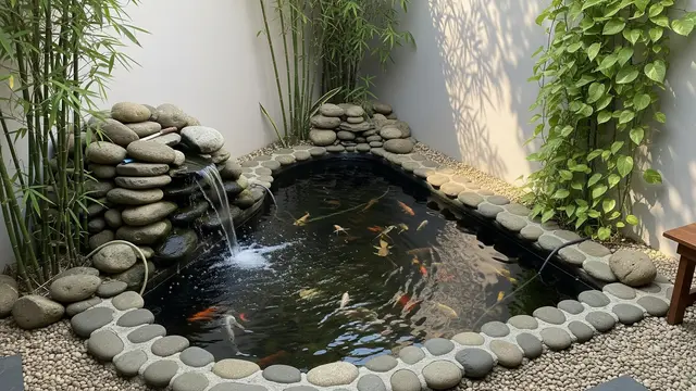 Model Halaman Belakang Rumah Kecil dengan Kolam Ikan Lele atau Nila untuk Konsumsi/ Ilustrasi AI