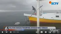 Kapal Motor (KM) Reski rute Pulau Pajennekang ke Pelabuhan Pangkep terbalik di sekitar perairan Pulu Balang Caddi, Sabtu 2 Desember 2023. Akibat peristiwa itu 7 penumpang kapal dilparkan meninggal dunia. (YouTube Liputan6)