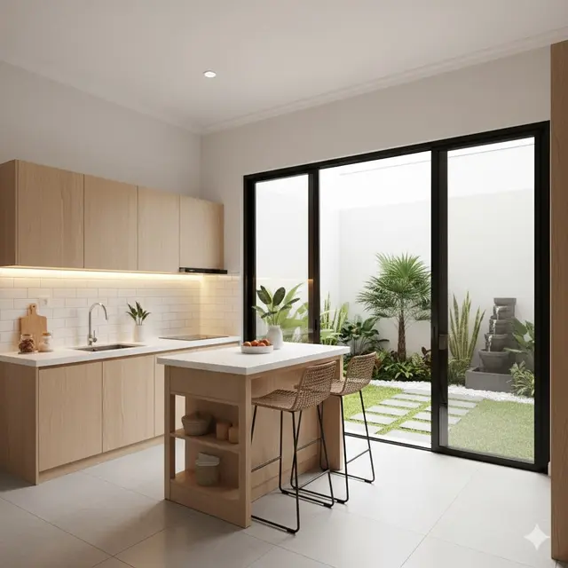 Dapur dengan Island Mini Multifungsi
