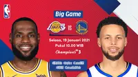 Live streaming big game NBA, Lakers vs Warriors, Selasa (19/1/2021) pukul 10.00 WIB dapat disaksikan melalui platform Vidio. (Dok. Vidio)