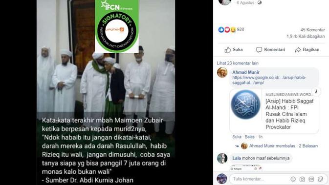 Cek Fakta Hoaks Kalimat Terakhir Kh Maimun Zubair Tentang Rizieq Shihab Cek Fakta Liputan6 Com
