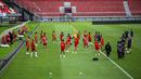 Suasana latihan resmi PSS Sleman di Stadion Kapten I Wayan Dipta, Bali, Jumat (30/6/2023), jelang  laga pembuka BRI Liga 1 2023/2024 menghadapi tuan rumah Bali United. (Bola.com/Alit Binawan)