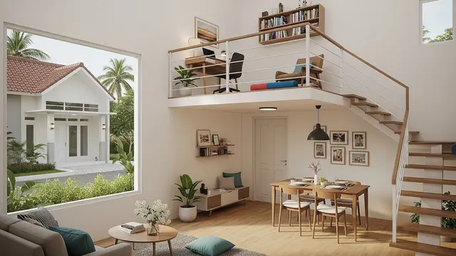 Contoh Rumah Tipe 36 Ada Mezzanine Multifungsi yang Jadi Tren Desain untuk Pasangan Muda 2026