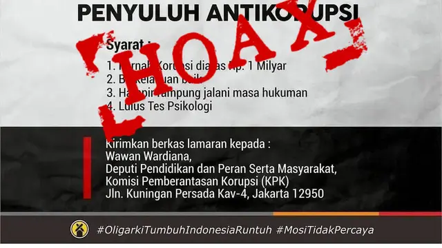 Pamflet lowongan penyuluh antikorupsi