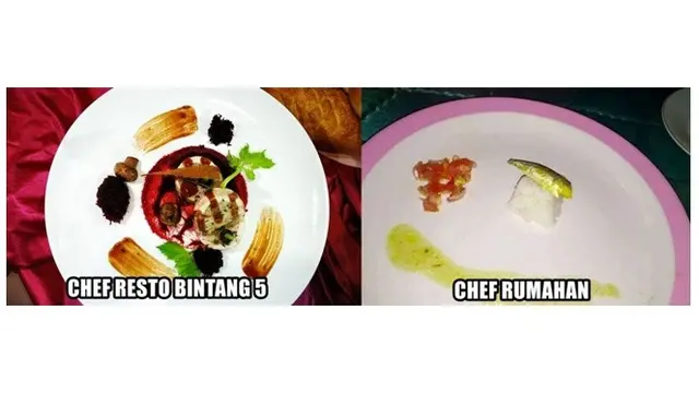 6 Potret Perbedaan Masakan Chef dan Orang Biasa Ini Bikin Tepuk Jidat