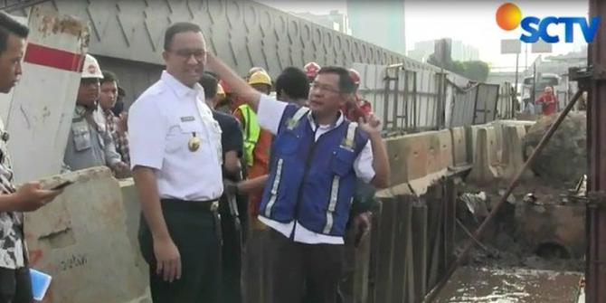 Anies Sambangi Proyek LRT Diduga Jadi Penyebab Banjir di Cawang