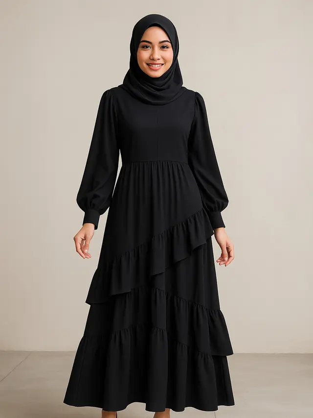 Model Gamis Hitam Kekinian Agar Tidak Monoton/Gambar ilustrasi oleh AI