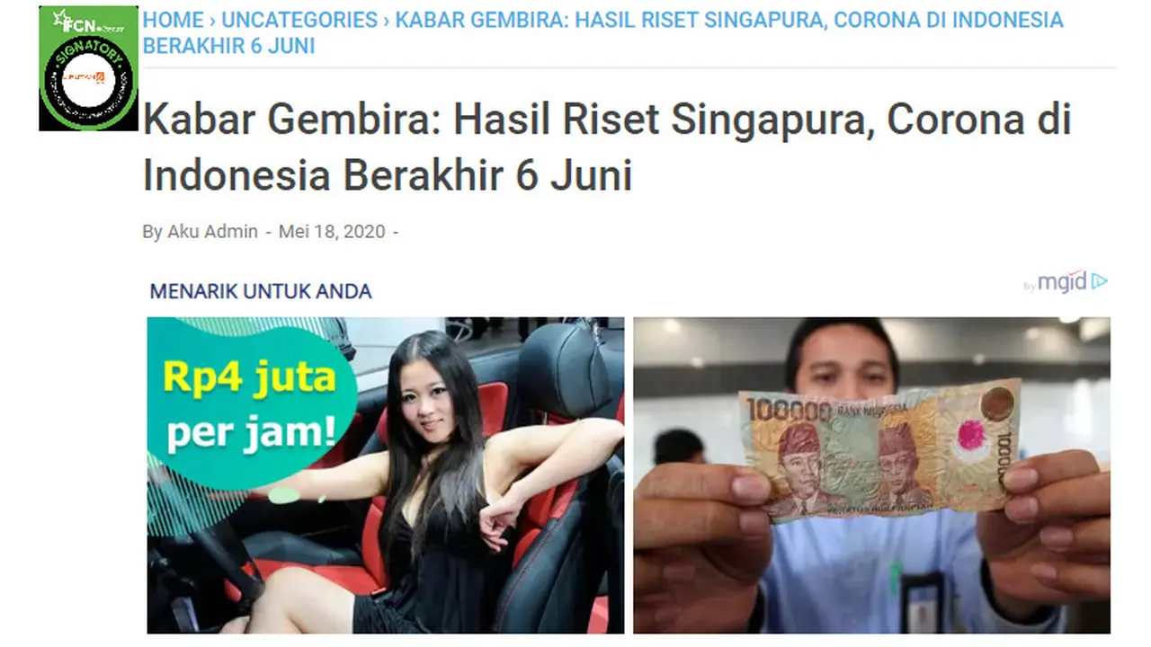 Cek Fakta: Prediksi Covid-19 di Indonesia Berakhir 6 Juni 2020, Benarkah?