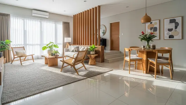 Simple Open-Plan dengan Visual Zoning