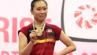 Pebulutangkis Amerika Serikat, Zhang Beiwen, saat menjuarai India Terbuka 2018, Minggu (4/2/2018). (BWF)