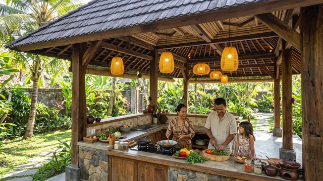 Desain Dapur Terbuka yang Teduh Saat Kemarau