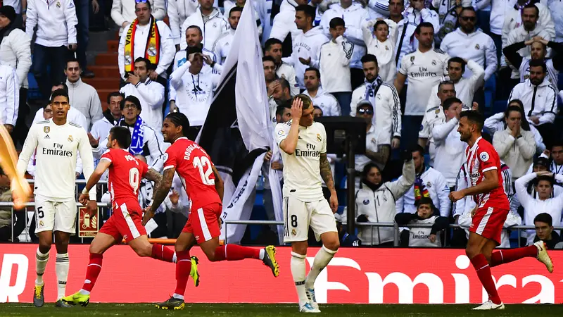 FOTO: Sergio Ramos Kartu Merah, Real Madrid Tumbang dari Girona
