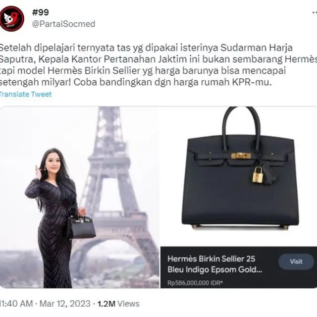 Warganet Ungkap Koleksi Tas Mewah Diduga Istri Pejabat Badan Pertanahan Seharga Ratusan Juta Rupiah