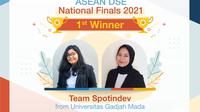 Tim Spotindev dari Universitas Gajah Mada menjadi pemenang pertama dalam final nasional ASEAN DSE 2021 (Dok. SAP)