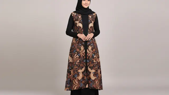 Gamis Batik dengan Outer Lepas Bergaya Loose Syar’i