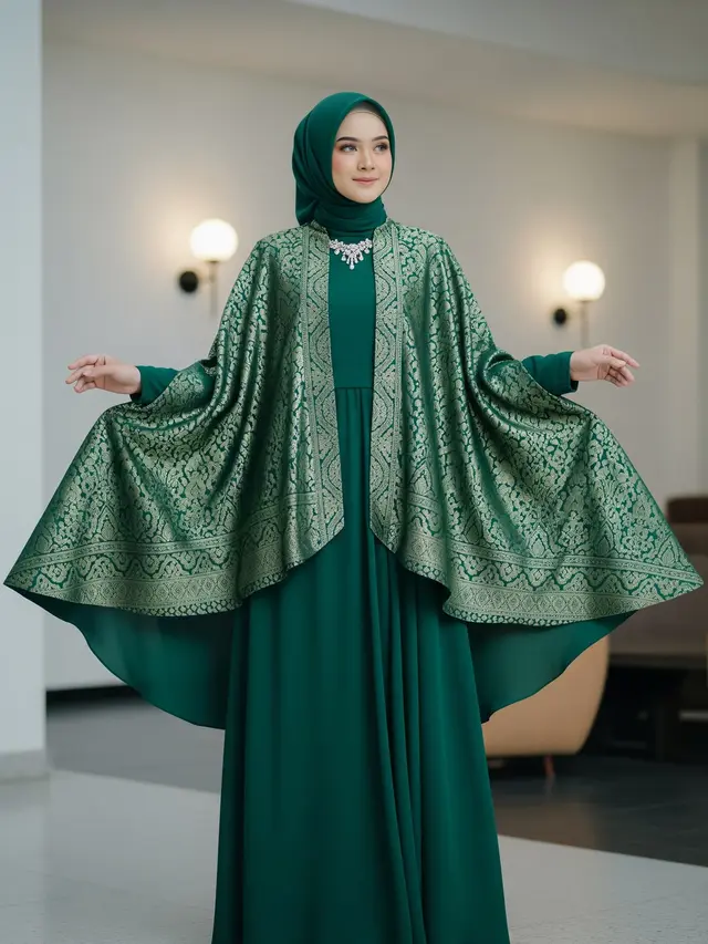 Gamis Cape Layer Bergaya Dramatis