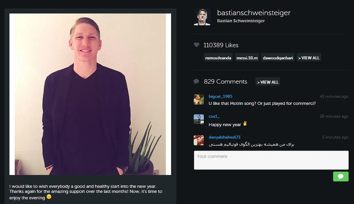 Bastian Schweinsteiger menyampaikan harapan dan ucapan terima kasih kepada pengikutnya di akun Instagram. (Instagram/BastianSchweinsteiger)