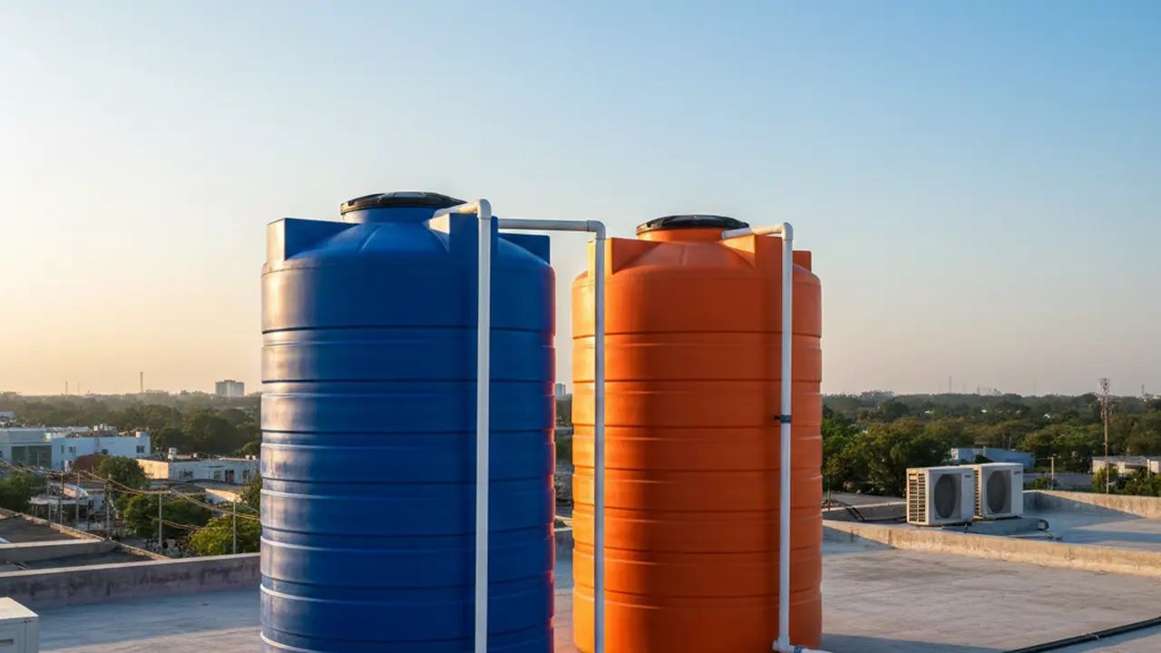 Toren Air Biru dan Orange