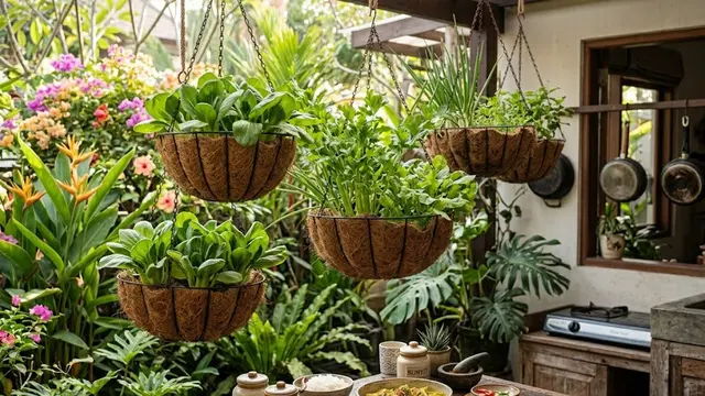 Kebun Pakcoy Gantung dengan Keranjang Kawat