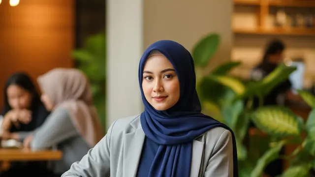 Model Gamis Polos Cutting A-Line dengan Blazer Loose Fit