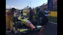 Pebalap Pertamina Campos Racing, Sean Gelael, bersiap di garis start Sprint Race GP2 Spanyol di Sirkuit Catalunya, Spanyol, Minggu (15/5/2016). (Bola.com/Twitter/Camposracing)