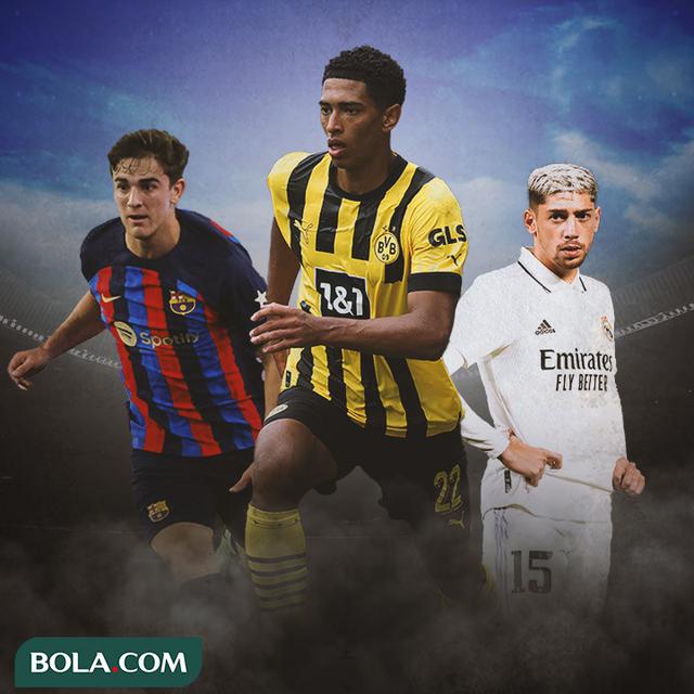 Ilustrasi - Gavi, Jude Bellingham, Federico Valverde