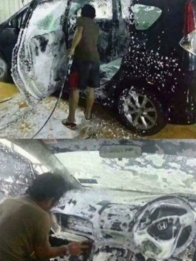 6 Kelakuan Nyeleneh saat Cuci Mobil Ini Bikin Geleng Kepala
