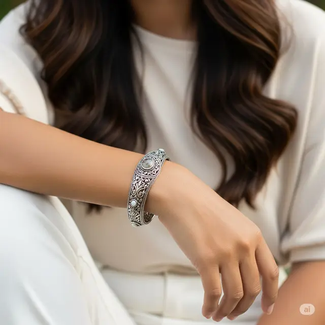 Model Gelang Perak Putih Terbaru. Foto: Gemini