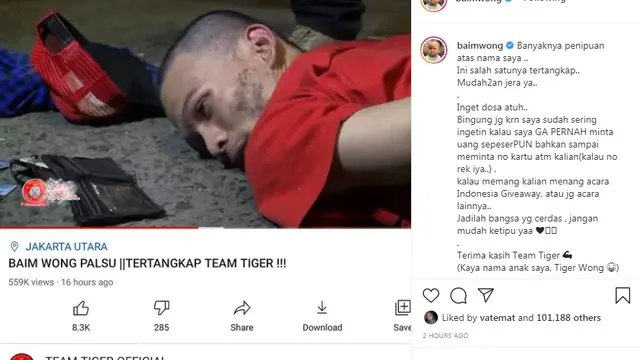 Polisi Tangkap Baim Wong Palsu