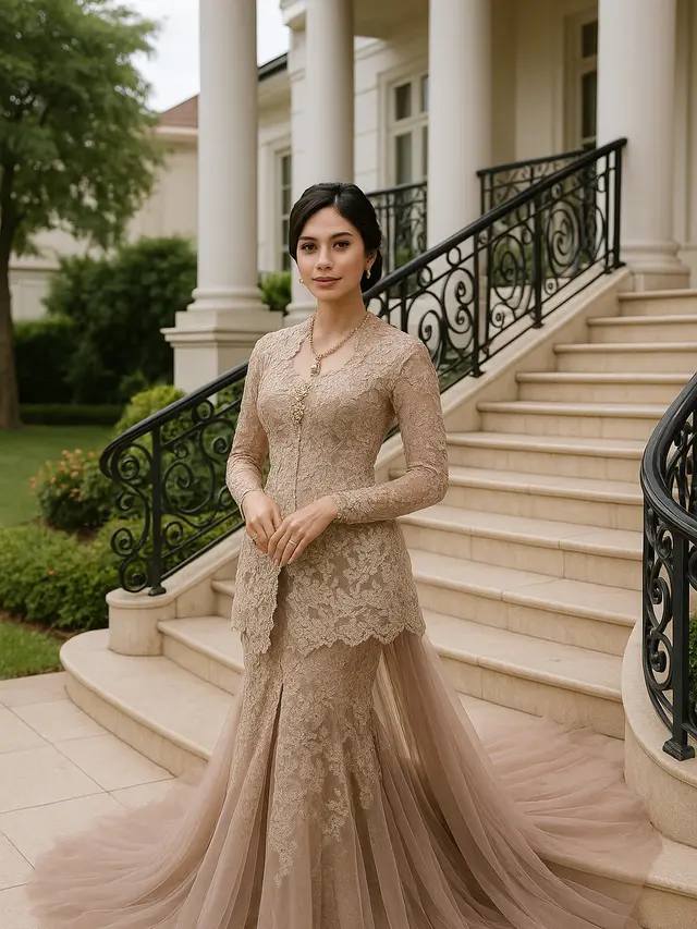 Model Kebaya Ekor Panjang Kekinian