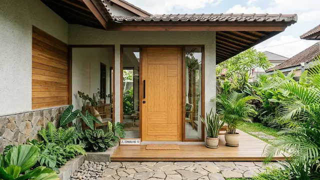 Model Pintu Rumah Japandi dengan Material Lokal