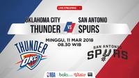 Jadwal NBA, Oklahoma City Thunder Vs San Antonio Spurs. (Bola.com/Dody Iryawan)