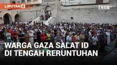 Potret Warga Palestina Laksanakan Salat Idul Adha di Antara Reruntuhan Bangunan