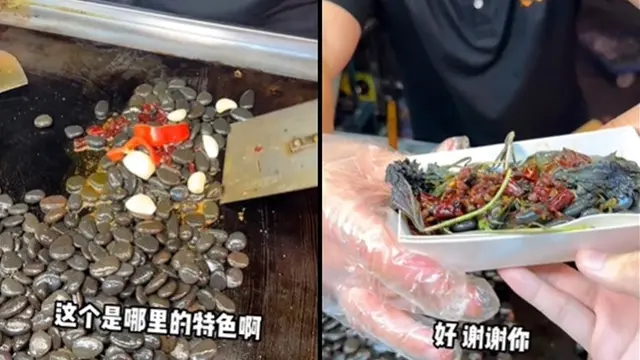 Tumis Batu Tengah Populer di Pasar Malam China, Videonya Bikin Netizen Heran