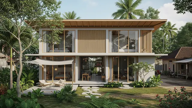 Model Rumah Minimalis Modern dengan Sentuhan Tropis dengan Ventilasi Silang Optimal