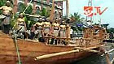 Menteri Kebudayaan dan Pariwisata Jero Wacik, memberangkatkan pelayaran ekspedisi kapal "The Spirit of Majapahit" dari Marina Batavia, Jakarta Utara, Ahad (4/7). Kapal akan mengunjungi delapan negara Asia. 