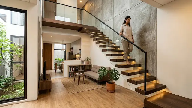 11 Model Tangga Rumah yang Cocok untuk Hunian dengan Lahan Terbatas/AI Generated
