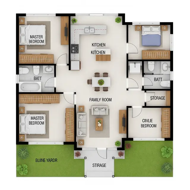 Gambar Rumah Sederhana Ukuran 6x12 di Kampung (Image by ChatGPT)