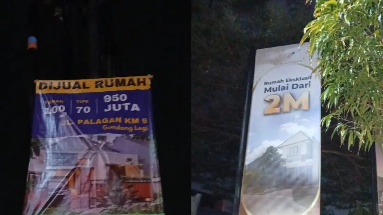 Banner-banner penjualan rumah di Daerah Istimewa Yogyakarta (DIY).