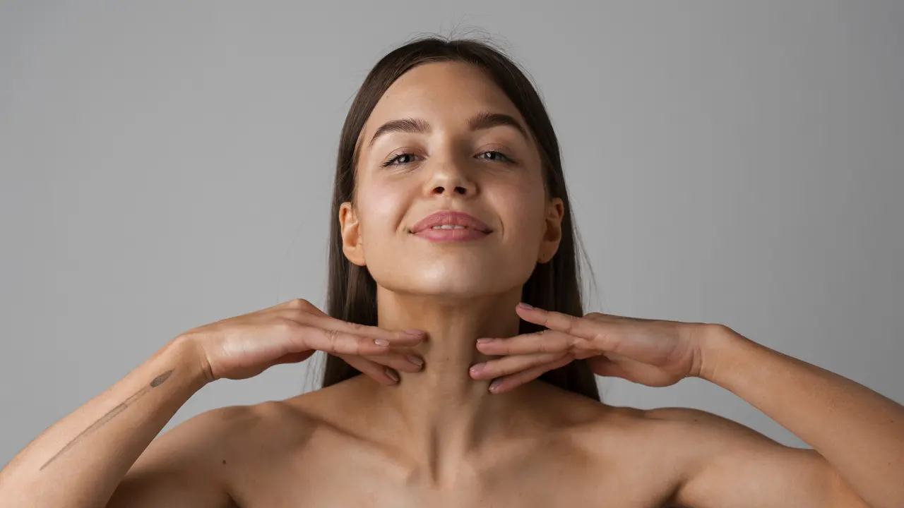 Seorang perempuan sedang mempraktikan yoga wajah (Foto Dok: Freepik/freepik)