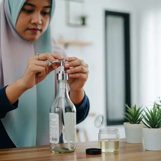 Botol sirup dijadikan wadah sabun (Gemini AI)