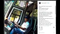 Sopir bus ini mendadak viral karena gaya menyetirnya yang unik (IG: rudy_surya04)