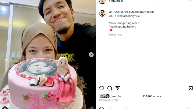 Momen indah kebersamaan Natasha Rizky dan Desta. (Foto: Instagram/desta80s)