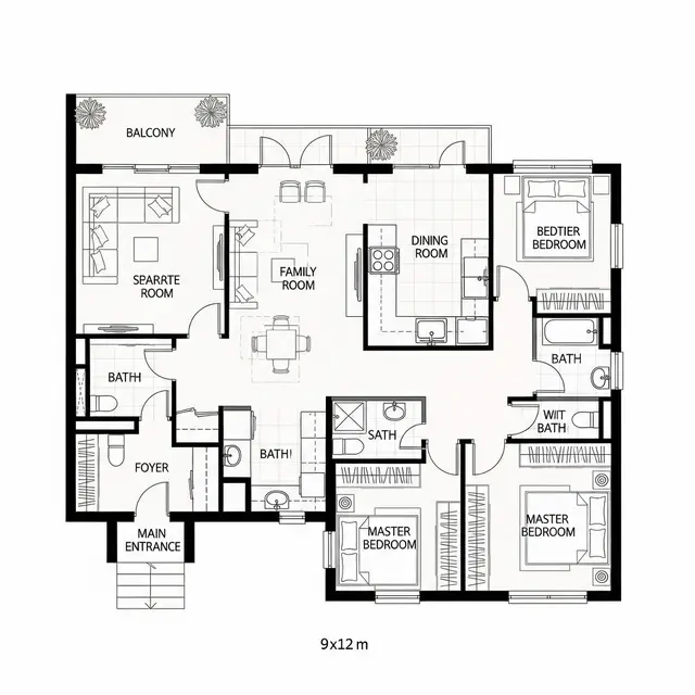 Inspirasi Desain Rumah 9x12 3 Kamar Tidur Sederhana. Gemini