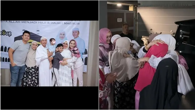 6 Potret Ayu Ting Ting Sambut Orangtua Pulang Haji, Penuh Haru Bahagia
