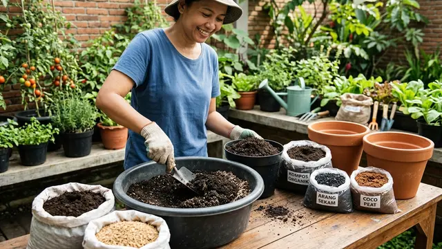 Cara Membuat Media Tanam untuk Sayuran dalam Pot (AI Generated)