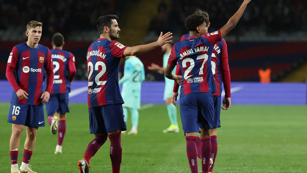 Selebrasi Lamine Yamal saat Barcelona melawan Real Mallorca