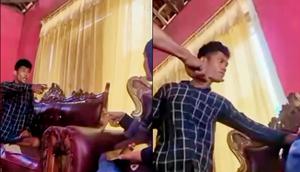 Tangkapan layar rekaman video viral, karyawati menjadi korban penganiayaan saat menagih utang ke rumah nasabah di Lampung. (istimewa)