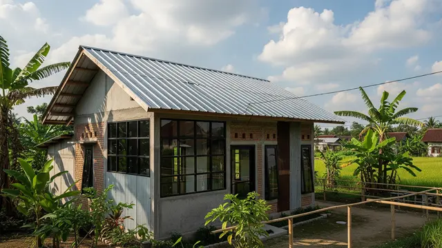 Ilustrasi Model Rumah Kecil di Kampung dengan Atap Seng Rapi/Gemini AI
