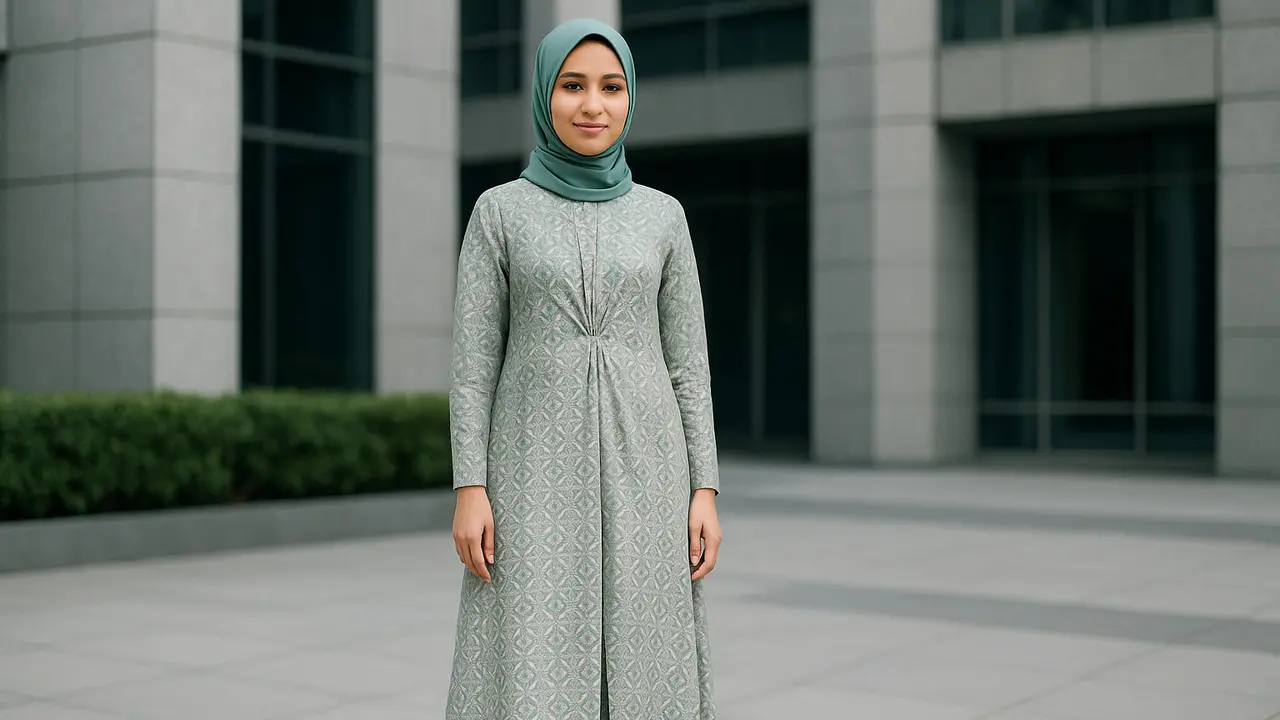 Rekomendasi Gamis Batik Belah Tengah Modern untuk ke Kantor 2025 (Foto: ChatGPT)